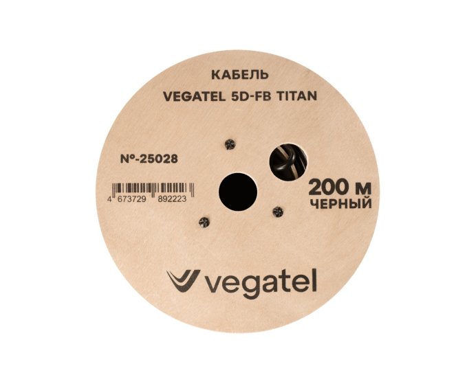 Кабель коаксиальный VEGATEL 5D-FB (Titan, черный) бухта 200м
