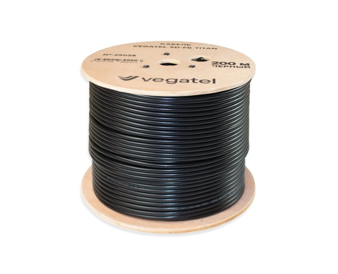 Кабель коаксиальный VEGATEL 5D-FB (Titan, черный) бухта 200м
