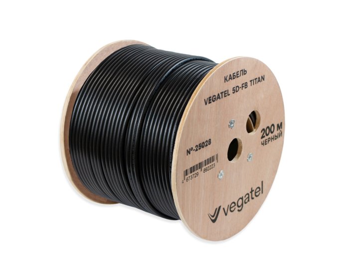 Кабель коаксиальный VEGATEL 5D-FB (Titan, черный) бухта 200м