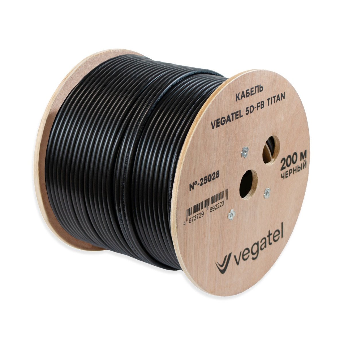 Кабель коаксиальный VEGATEL 5D-FB (Titan, черный) бухта 200м
