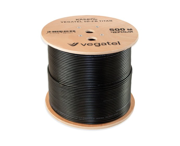 Кабель коаксиальный VEGATEL 5D-FB (Titan, черный) бухта 500м