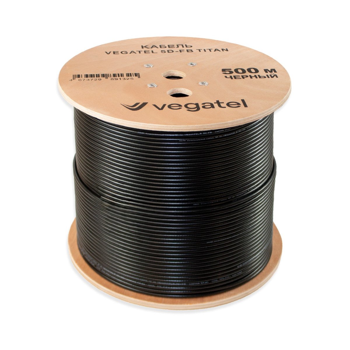 Кабель коаксиальный VEGATEL 5D-FB (Titan, черный) бухта 500м