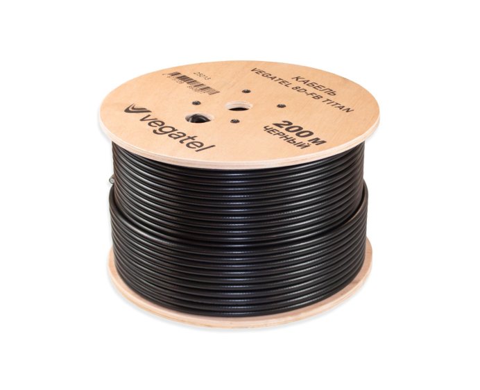 Кабель коаксиальный VEGATEL 8D-FB (Titan, черный) бухта 200м