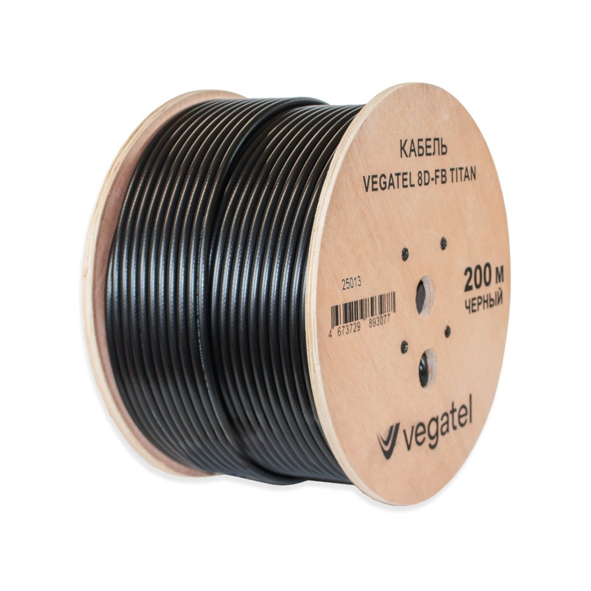 Кабель коаксиальный VEGATEL 8D-FB (Titan, черный) бухта 200м