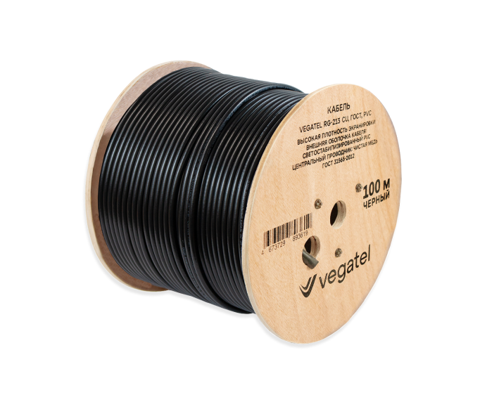 Кабель VEGATEL RG-213 Cu (ГОСТ, PVC, черный)