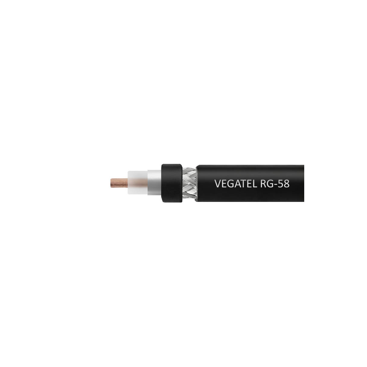 Кабель коаксиальный VEGATEL RG-58 A/U Cu (ГОСТ, PE, черный) бухта 500м