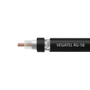 Кабель коаксиальный VEGATEL RG-58 A/U Cu (ГОСТ, PE, черный) бухта 500м