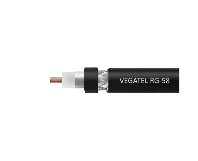 Кабель коаксиальный VEGATEL RG-58 A/U (ГОСТ, PVC, черный) бухта 100м
